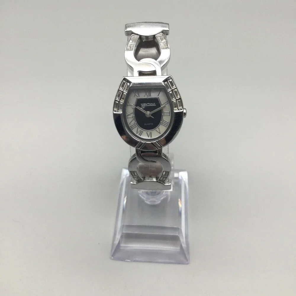 Montana MT181 Womens Watch 25mm Silver Tone Horseshoe Leather Band New Battery